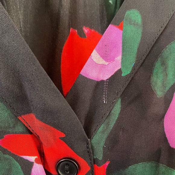 ✨ Parker Cora Silk Blend Multicolor Floral Print Long Sleeve Midi Dress ✨ - Picture 15 of 16